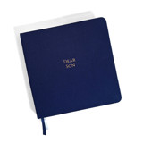 Dear Son Foil Embossed Square Linen Notebook | Gold on Navy Blue Notebook