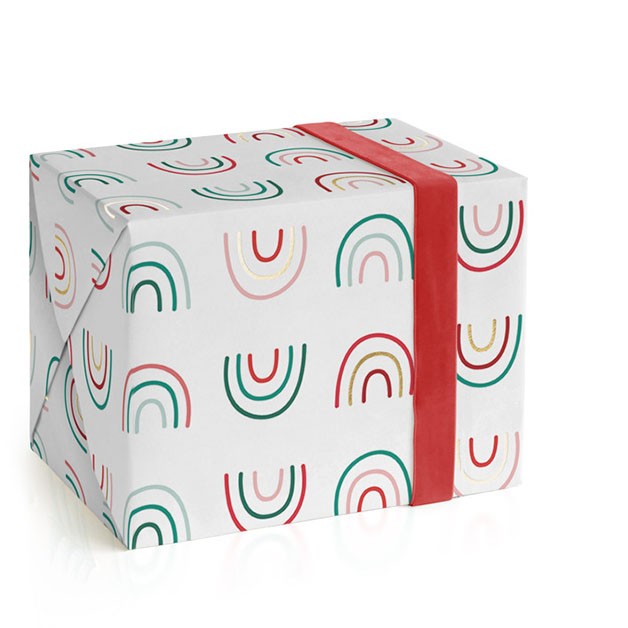 Holiday Rainbows Foil-Pressed Wrapping Paper Sheets
