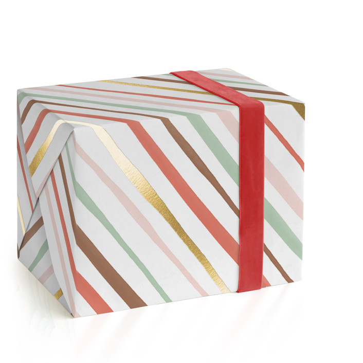 Festive Lines Foil-Pressed Wrapping Paper Sheets