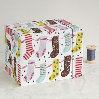 Happy Christmas Stockings Wrapping Paper Sheets