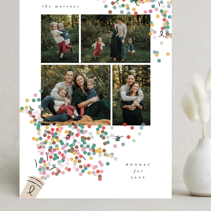confetti popper Grand Holiday Cards by Corinne Malesic Minted