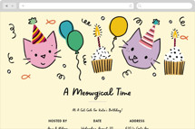 Meowgical Cat Party Online Kids Birthday Invitations