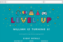 Level Up Online Kids Birthday Invitations