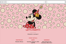 Disney Vintage Minnie Online Kids Birthday Invitations
