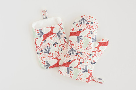 Jumping Reindeer Mitt and Potholder Set