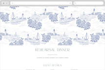 Coastal Toile Online Rehearsal Dinner Invitations