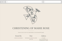 Floral dove with twig Online Religious Milestone Invitations