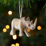 Painted Wood Rhino Christmas Ornament Ornaments