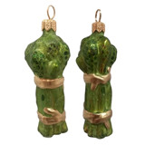 Asparagus Vegetable Polish Mouth Blown Glass Christmas Ornament Set of 2 Ornaments