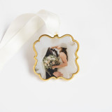 Custom Photo Ornament Gold Scallop