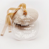 Personalized Acrylic White Floral Engagement Ornament, Set of 1 Ornaments