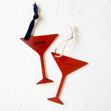 Custom Leather Martini Glass Ornament - Personalized Ornaments