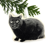 Silkscreen Black Cat Ornament Ornaments