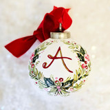 Personalized Inital Keepsake Wreath Ceramic Ornament Ornaments