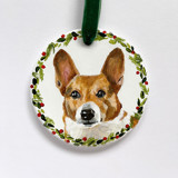 Hand-Painted Pet Portrait Ornament with Wreath Border Ornaments