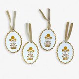 Paper Cut Out Hand Painted Ochre Block Print Ornaments - Set of 4 Ornaments
