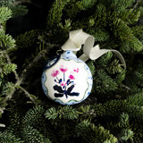 Magenta and Blue Dots Floral Customized Ornament Ornaments