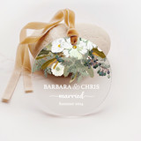 Personalized Acrylic White Cosmos Floral Married Ornament, Set of 1 Ornaments