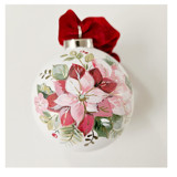 Personalized 2 Poinsettia's Ceramic Ornament Ornaments