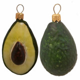 Avocado Fruit Polish Mouth Blown Glass Christmas Ornament Set of 2 Decorations Ornaments