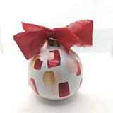 Burgundy, Blush, and Gold Abstract Painted Ceramic Ornament Ornaments