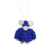 Felt Puffer Coat Mouse Ornament-Blue Ornaments