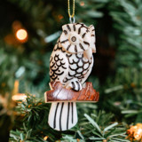 Mini Tagua Ivory Owl Branch Ornament Ornaments