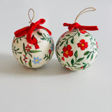 Hand-Painted Botanical Christmas Ornaments on off white Background – Set of 2 Ornaments