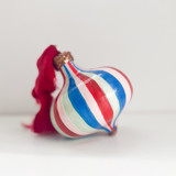 Red, Pink and Blue Striped Ornament with Red Ribbon Ornaments