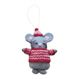 Felt Animals with Knit Sweater Ornaments-Mouse Ornaments