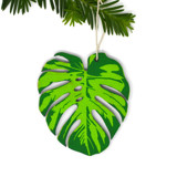 Wood Silkscreen Monstera Leaf Ornament Ornaments