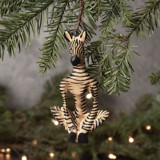 Painted Wood Yoga Zebra Christmas Ornament Ornaments