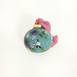 Turquoise Round Floral Botanical Ornament Ornaments