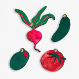 Paper Cut Out Handpainted Vegetable Ornaments - Set of 4 Ornaments