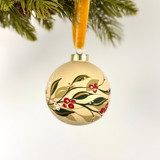 Cream leaves and Berries - Large Round Ornament Ornaments