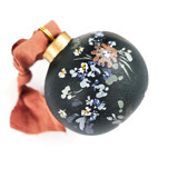 Deep Navy Floral Round Ornament Ornaments