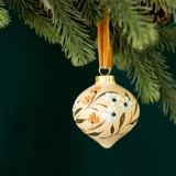 Holiday Cream Floral - Onion Shaped Ornament Ornaments