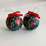 Hand-Painted Christmas Ornaments with Dark Background –Set of 2 Ornaments