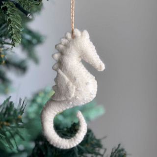 Felt Ornament - White Seahorse Ornaments