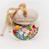 Personalized Acrylic Wild Flowers Married Ornament, Set of 1 Ornaments