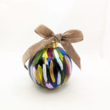 Abstract Multicolor Hand Painted Christmas Ornament in Peacock Colors Ornaments