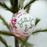 Personalized Floral Gingham First Christmas Ornament Ornaments