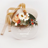 Personalized Acrylic Couple's First Christmas Married Ornament, Set of 1 Ornaments