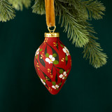 Holiday Red Floral - Teardrop Shaped Ornament Ornaments