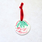 Married & Married- Hand Lettered and Hand-Painted Double-sided Ceramic Ornaments- Personalizable Ornaments