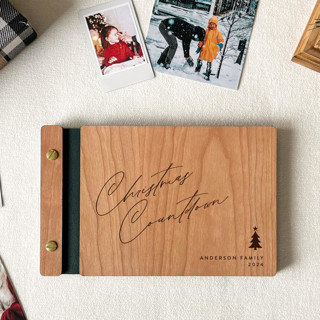 Advent Calendar Countdown to Christmas Album 2025 | Cherry Wood | 6 x 9 Photo Album