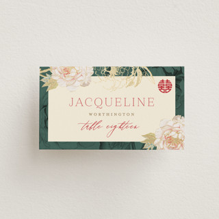 Auspicious Peonies Foil-Pressed Place Cards