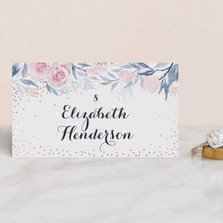 Monogrammed watercolor floral Foil-Pressed Place Cards