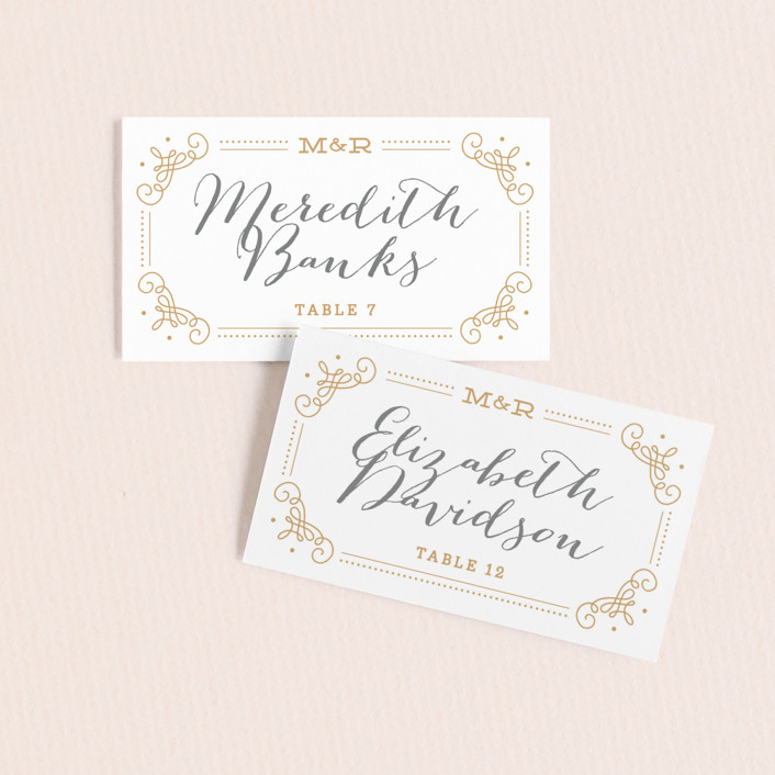 Ornate Monogram Place Cards by Kristen Smith | Minted