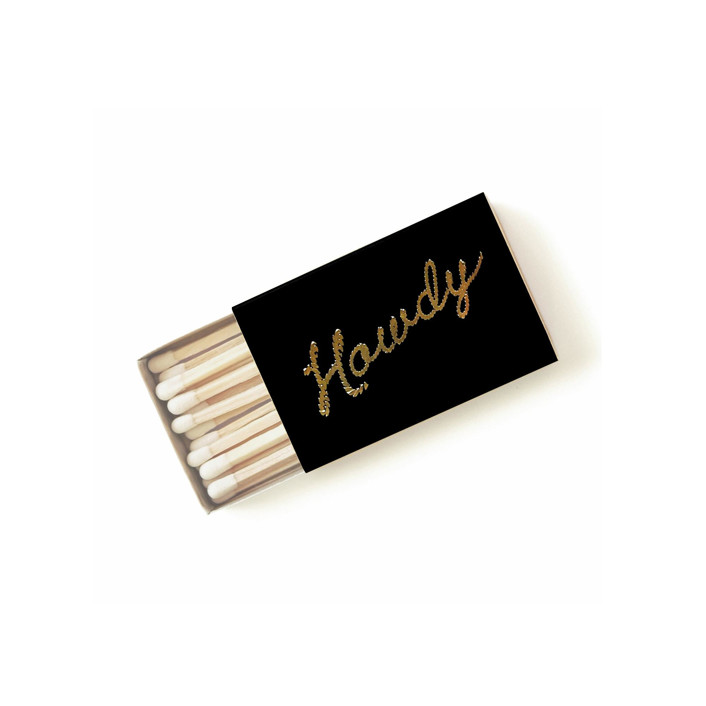 Howdy Matchbox, Gold on Black Party Matches and Matchbooks by Jessica ...